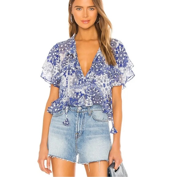 Misa Raziela Cropped Chiffon Ruffle Top - Picture 2 of 11